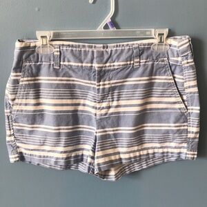 Khakis by Gap 3 inch shorts, blue & white striped, size 6